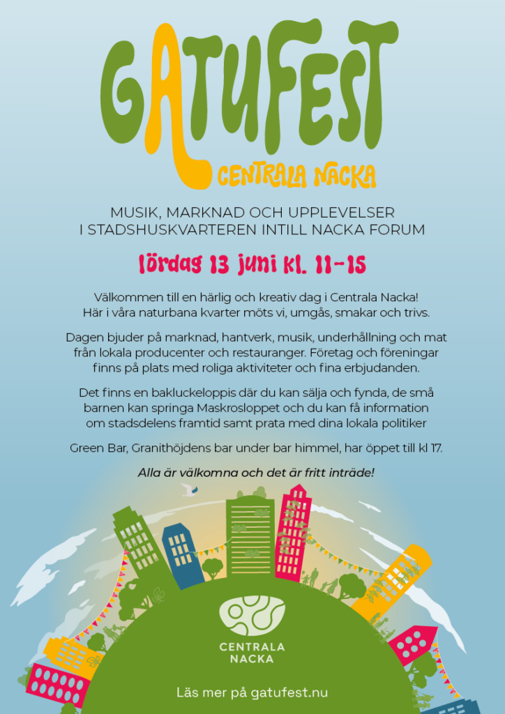 Inbjudan till Gatufest i Centrala Nacka Lördag 13 juni kl 11-15