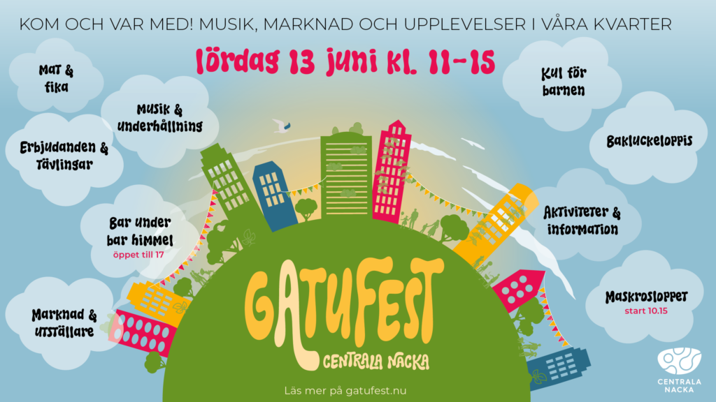 Gatufest i Centrala Nacka Lördag 13 juni kl 11-15