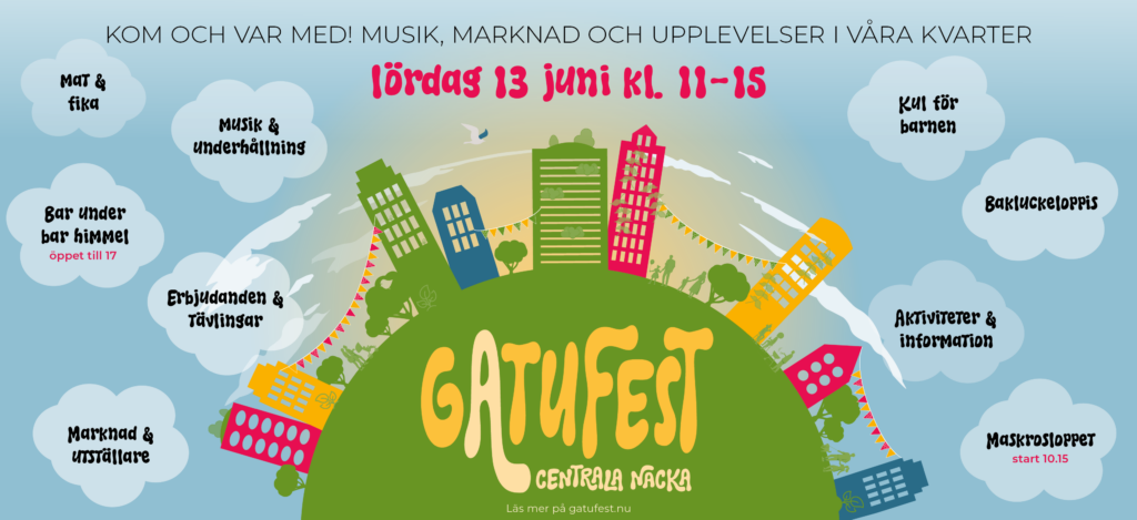 Gatufest i Centrala Nacka Lördag 13 juni kl 11-15